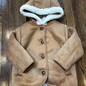 Zara Tan Kids faux suede Jacket with Hood